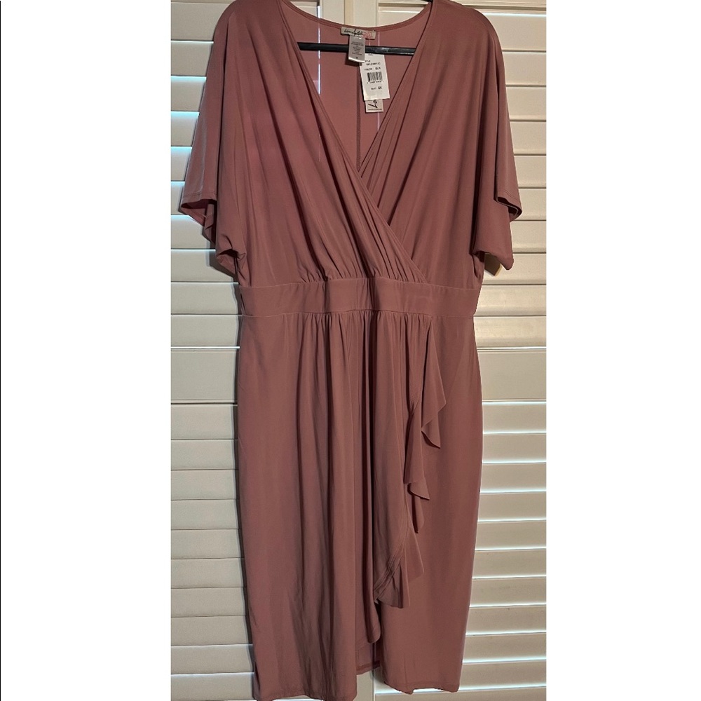 Pink Faux Wrap Dress - Plus Size 2X